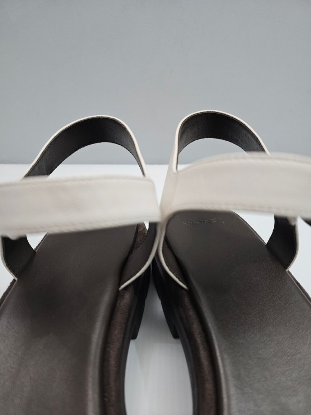 Vince Heloise Platform Sandal Womens 11 White Brown Leather Ankle Strap Lug Sole - Picture 7 of 14